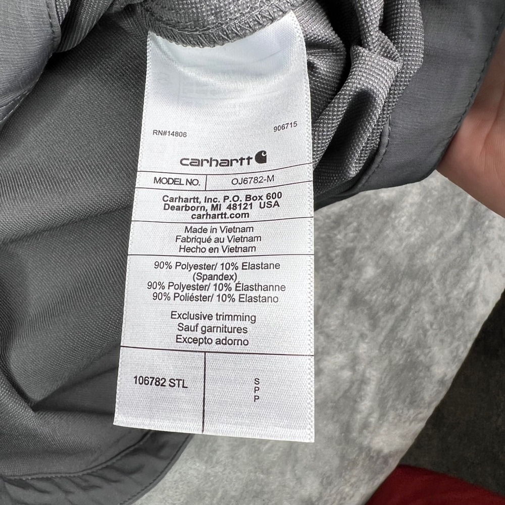 Carhartt Force Sun Defender Jacket Mens S Gray Solid Relaxed Fit Hooded Zip Up - Picture 8 of 9